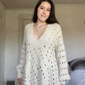 FREE PEOPLE Cream Knit Sweater Dress